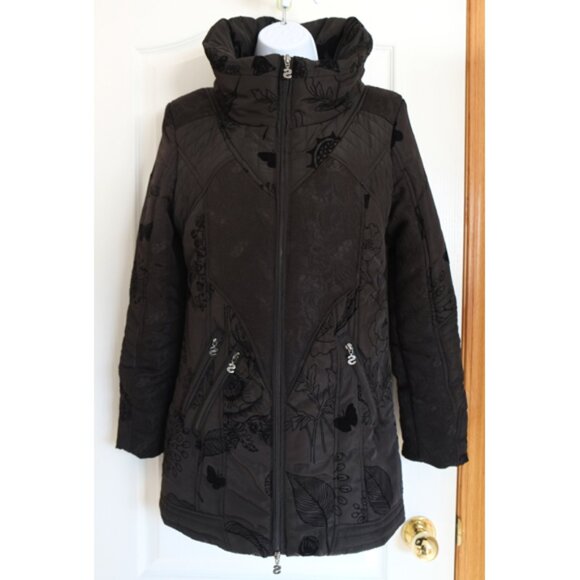 Desigual black jacquard/brocade padded jacket - Picture 1 of 9